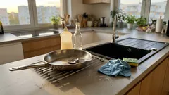 Babciny trik do zmywania po smażeniu: kropla octu w płynie i tłuszcz schodzi szybciej